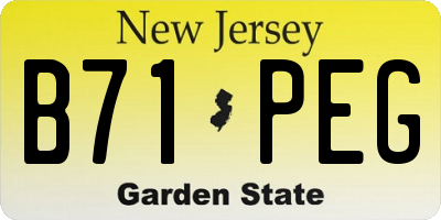 NJ license plate B71PEG
