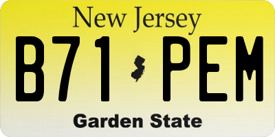 NJ license plate B71PEM