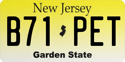 NJ license plate B71PET