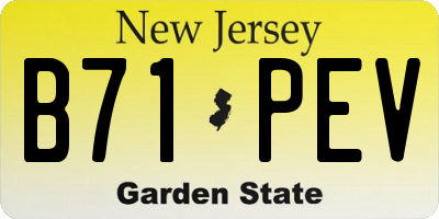 NJ license plate B71PEV