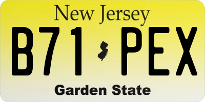 NJ license plate B71PEX