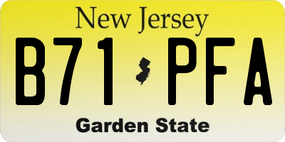 NJ license plate B71PFA