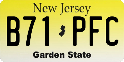 NJ license plate B71PFC