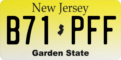 NJ license plate B71PFF