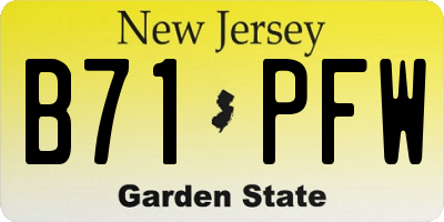 NJ license plate B71PFW