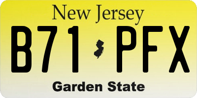NJ license plate B71PFX