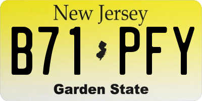NJ license plate B71PFY