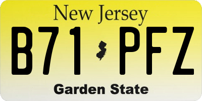 NJ license plate B71PFZ