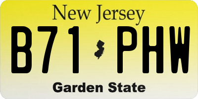 NJ license plate B71PHW