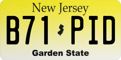 NJ license plate B71PID