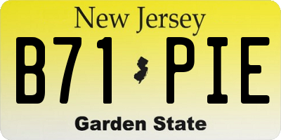 NJ license plate B71PIE