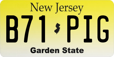 NJ license plate B71PIG