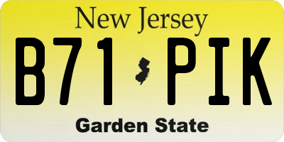 NJ license plate B71PIK