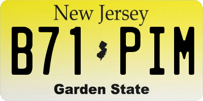 NJ license plate B71PIM