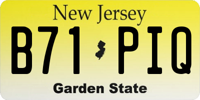 NJ license plate B71PIQ