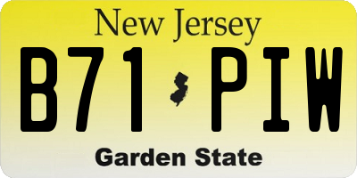 NJ license plate B71PIW
