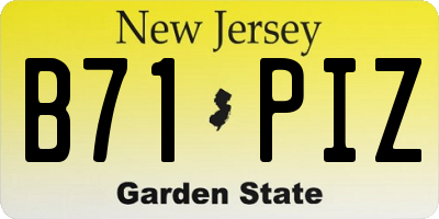 NJ license plate B71PIZ
