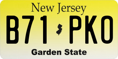 NJ license plate B71PKO