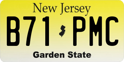 NJ license plate B71PMC