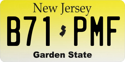 NJ license plate B71PMF