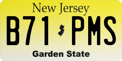 NJ license plate B71PMS
