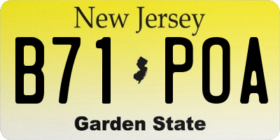 NJ license plate B71POA