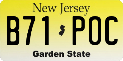 NJ license plate B71POC