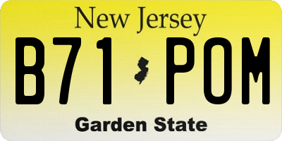 NJ license plate B71POM
