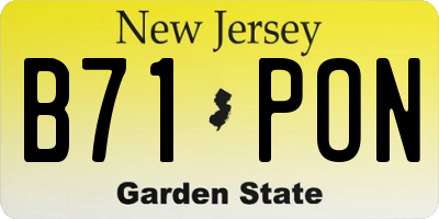 NJ license plate B71PON