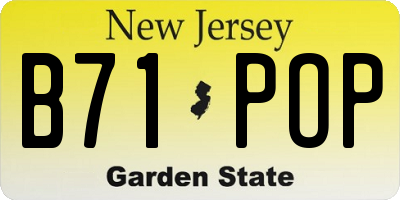 NJ license plate B71POP