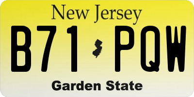 NJ license plate B71PQW
