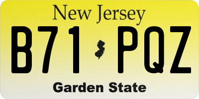 NJ license plate B71PQZ