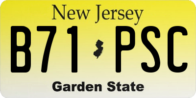 NJ license plate B71PSC