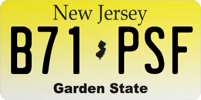 NJ license plate B71PSF