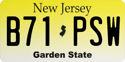 NJ license plate B71PSW