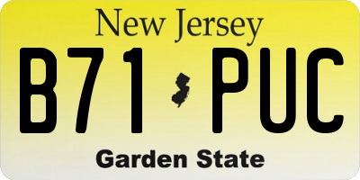 NJ license plate B71PUC