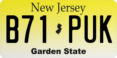NJ license plate B71PUK