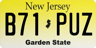 NJ license plate B71PUZ