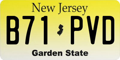 NJ license plate B71PVD