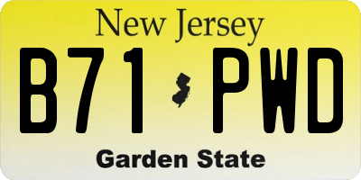 NJ license plate B71PWD