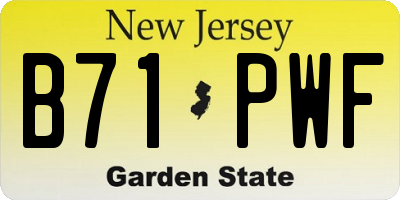 NJ license plate B71PWF