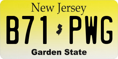 NJ license plate B71PWG