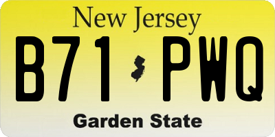 NJ license plate B71PWQ
