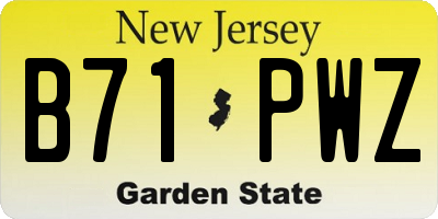 NJ license plate B71PWZ