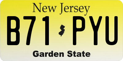 NJ license plate B71PYU