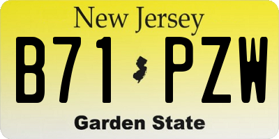 NJ license plate B71PZW