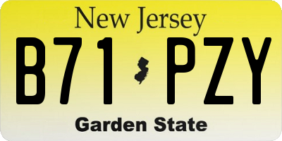 NJ license plate B71PZY