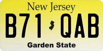 NJ license plate B71QAB