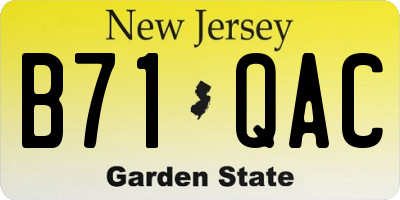 NJ license plate B71QAC
