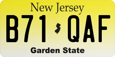 NJ license plate B71QAF